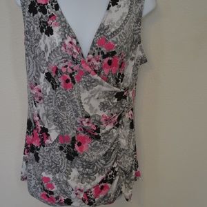 Style & Co Faux Foral Wrap Pullon Shirt Size Large